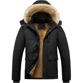 Men's Winter Jacket Mountain Windproof Hiking Hooded Warm Snow Coat Multi Pockets
