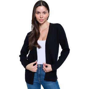 Mariyaab Women's 100% Cashmere Soft Long Sleeve Front Drape Open Cardigan