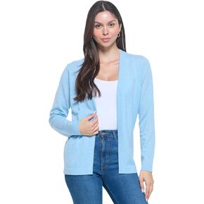 Mariyaab Women's 100% Cashmere Soft Long Sleeve Front Drape Open Cardigan