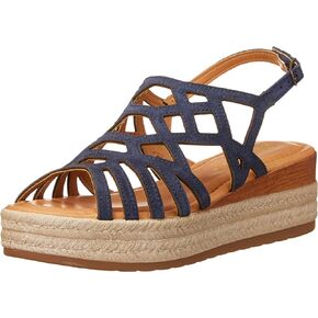 Bella Vita Made in Italy Women's Zip-Italy Platform Sandal Flat, Navy Suede Leather, 8