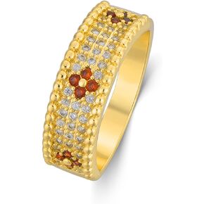 Band Ring for Women White Gold Plated Pave Cubic Zircon Ring Round Eternity Band Gift for Girlfriend Wife Size7-9