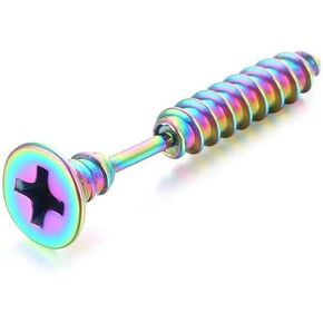 QzxEqz Screw Stud Earrings Punk Stainless Steel Earrings Bolt Earrings for Men Women Jewelry Gift