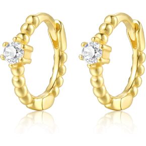 Tiny CZ Huggie Hoops | 925 Sterling Silver Hinged Clicker Earrings | Second Hole Earlobe Cartilage Conch Helix Piercing Hoop | Gift for Her
