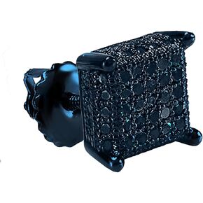 Dazzlingrock Collection 0.25 Carat Round Diamond Cube Unisex Stud Earring (1 Pc Only) in Black & Blue Plated 925 Sterling Silver