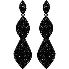 Iris Island Womens Crystal Rhinestone Black 3 Drop Dangle Earrings for Proms Weddings Party