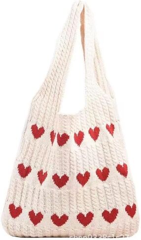Crochet Tote Bag Heart Tote Cutecore Key Chain Cute Tote Bag Y2K Accessories Shoulder Bag Heart Bag Hobo Bag Y2k Knit in Saudi Arabia