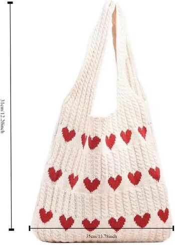 Crochet Tote Bag Heart Tote Cutecore Key Chain Cute Tote Bag Y2K Accessories Shoulder Bag Heart Bag Hobo Bag Y2k Knit in Saudi Arabia
