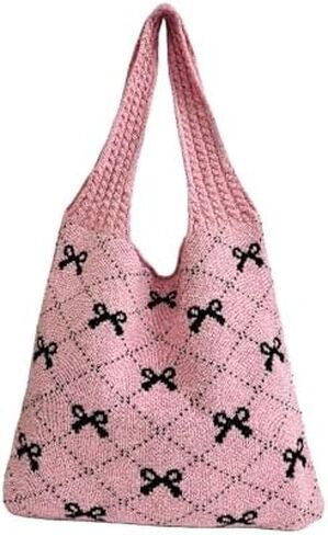 Crochet Tote Bag Heart Tote Cutecore Key Chain Cute Tote Bag Y2K Accessories Shoulder Bag Heart Bag Hobo Bag Y2k Knit in Saudi Arabia