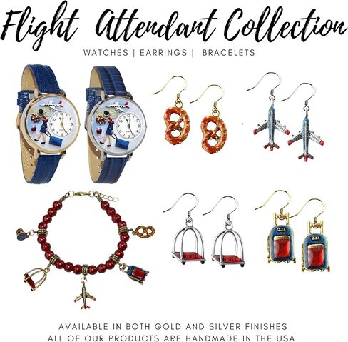 هدايا غريبة الأطوار ساعة مضيفات طيران ثلاثية الأبعاد | لمسة نهائية ذهبية أو فضية كبيرة | الجدة الممتعة الفريدة | مصنوع يدويًا في الولايات المتحدة الأمريكية in Kuwait