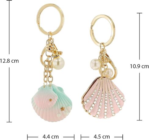 2PCS Gradient Seashell Keyring, Colorful Seashell Keychain with Alloy, Beach Style Keyring, Pearl Accent Key Holder in Saudi Arabia
