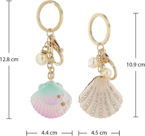 2PCS Gradient Seashell Keyring, Colorful Seashell Keychain with Alloy, Beach Style Keyring, Pearl Accent Key Holder in Saudi Arabia