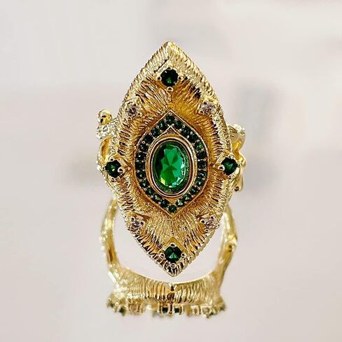 Unique Evil Eye Expandable Statement Ring for Women Girls Cubic Zirconia Simulated Emerald Green Crystal Open Adjustable Large Rings Italian Protection Finger Bands Personalized Jewelry Gifts Birthday in Saudi Arabia