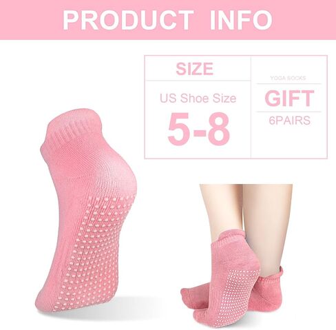 Geyoga 6 Pairs Women Yoga Socks Grip Non Slip Barefoot Workout for Barre Ballet in Saudi Arabia