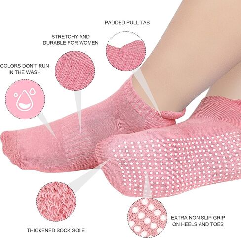 Geyoga 6 Pairs Women Yoga Socks Grip Non Slip Barefoot Workout for Barre Ballet in Saudi Arabia