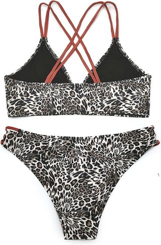 SHEKINI Women's V Neck Bikini Set Floral Strappy Low Waisted Bottom Bathing Suits Two Piece Swimsuit in Saudi Arabia