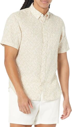 Club Monaco Men's Short Sleeve Linen Deco Print Shirt in Saudi Arabia