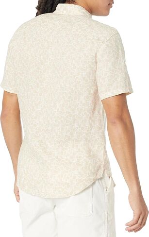 Club Monaco Men's Short Sleeve Linen Deco Print Shirt in Saudi Arabia