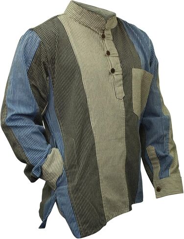 Mens Multicoloured Striped Hippie Grandad Shirt in Saudi Arabia