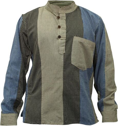 Mens Multicoloured Striped Hippie Grandad Shirt in Saudi Arabia
