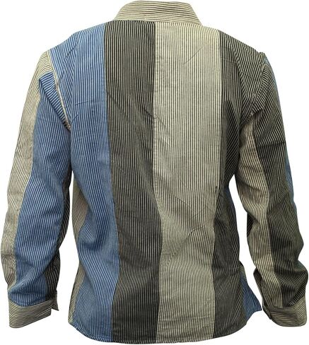 Mens Multicoloured Striped Hippie Grandad Shirt in Saudi Arabia