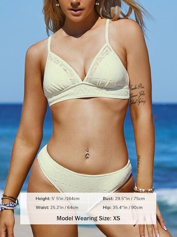 CUPSHE Women's Bikini Set Two Piece Swimsuits V Neck Low Rise Triangle Top Crisscross Back Self Tie in Saudi Arabia