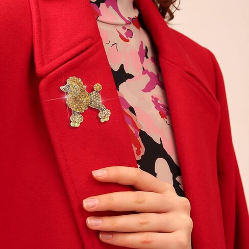 Fashion Cute Poodle Dog Brooch for Women Colorful Full Crystals Rhinestones Animal Pet Corsage Lapel Pin Birthday Gift Party in Saudi Arabia