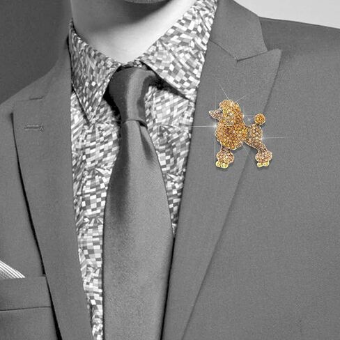 Fashion Cute Poodle Dog Brooch for Women Colorful Full Crystals Rhinestones Animal Pet Corsage Lapel Pin Birthday Gift Party in Saudi Arabia