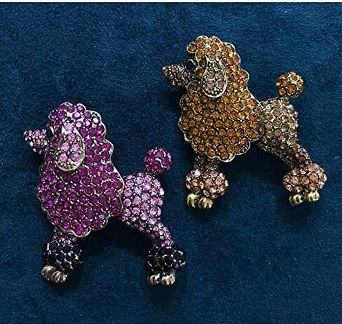 Fashion Cute Poodle Dog Brooch for Women Colorful Full Crystals Rhinestones Animal Pet Corsage Lapel Pin Birthday Gift Party in Saudi Arabia