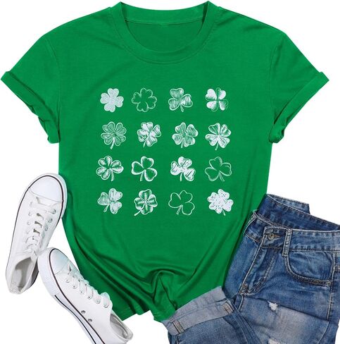 St.Patrick's Day Shirt for Women Shamrock T Shirt Lucky Clover Love Heart Graphic Shirts St.Patrick's Day Gift Tee Tops in Saudi Arabia