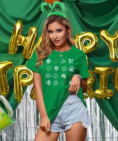 St.Patrick's Day Shirt for Women Shamrock T Shirt Lucky Clover Love Heart Graphic Shirts St.Patrick's Day Gift Tee Tops in Saudi Arabia