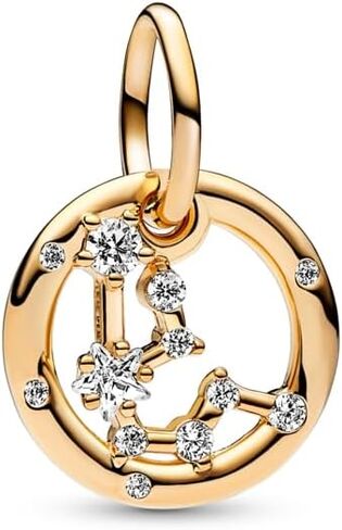 Pandora Aquarius Zodiac Dangle Charm - Compatible ME & Moments Jewelry - Zodiac Sign Jewelry - Great Gift for Her - 14k Gold with Clear Cubic Zirconia - With Gift Box in Saudi Arabia