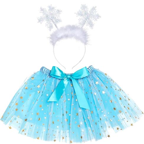عيد الميلاد بريق ندفة الثلج عقال الأزرق سباركلي ستار توتو تنورة عيد الميلاد اللباس زي مجموعة عيد الميلاد حزب ندفة الثلج موضوع حزب تأثيري حلي الملحقات in Kuwait
