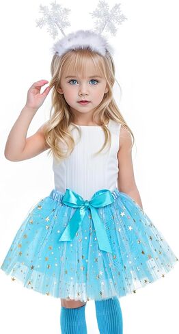 عيد الميلاد بريق ندفة الثلج عقال الأزرق سباركلي ستار توتو تنورة عيد الميلاد اللباس زي مجموعة عيد الميلاد حزب ندفة الثلج موضوع حزب تأثيري حلي الملحقات in Kuwait