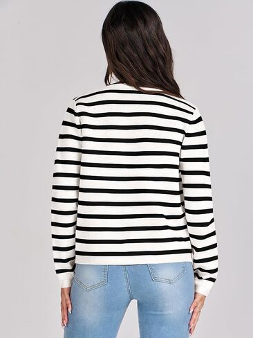 ANRABESS Cardigan Sweaters for Women 2023 Fall Long Sleeve Cropped Striped Knitted Jackets with Pockets in Saudi Arabia
