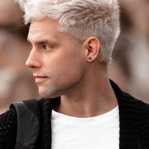 HAIAISO 32 قطعة أقراط للرجال أقراط سوداء من الفولاذ المقاوم للصدأ سلسلة طويلة ثقب الأقراط مجموعة أقراط Kpop أقراط متدلية للرجال والنساء in Kuwait