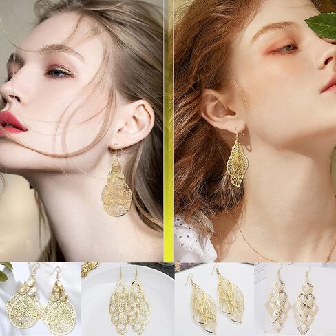 12 Pairs الذهب قطرة استرخى أقراط للنساء موضة كبيرة تتدلى بوهيميا خمر بيان دائري طقم من الحلقان بوهو مجوهرات الأزياء in Kuwait