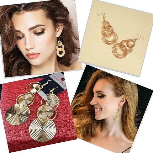 12 Pairs الذهب قطرة استرخى أقراط للنساء موضة كبيرة تتدلى بوهيميا خمر بيان دائري طقم من الحلقان بوهو مجوهرات الأزياء in Kuwait