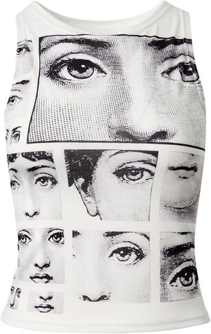 Women’s Y2k Star Tank Top Sleeveless Graphic Crop Top for Women Vintage Round Neck Slim Fit Summer Top in Kuwait