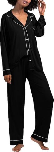 SWOMOG Women Pajamas Set Long Sleeve Pjs Set Soft Pj Button-Down Loungewear Set with Pockets Comfy Lounge Sets in Saudi Arabia