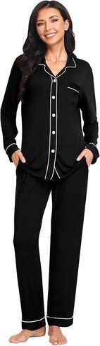 SWOMOG Women Pajamas Set Long Sleeve Pjs Set Soft Pj Button-Down Loungewear Set with Pockets Comfy Lounge Sets in Saudi Arabia