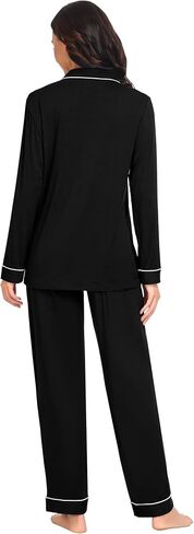 SWOMOG Women Pajamas Set Long Sleeve Pjs Set Soft Pj Button-Down Loungewear Set with Pockets Comfy Lounge Sets in Saudi Arabia