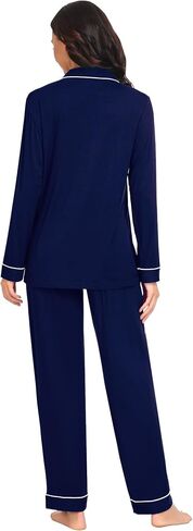 SWOMOG Women Pajamas Set Long Sleeve Pjs Set Soft Pj Button-Down Loungewear Set with Pockets Comfy Lounge Sets in Saudi Arabia