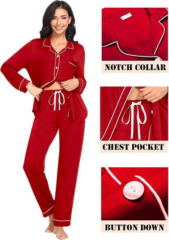 SWOMOG Women Pajamas Set Long Sleeve Pjs Set Soft Pj Button-Down Loungewear Set with Pockets Comfy Lounge Sets in Saudi Arabia