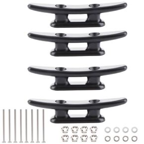 4 Pack 3" Nylon Boat Cleat Dock with Stainless Steel Screws, Black