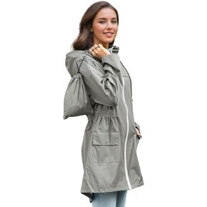 Zando Packable Rain Jacket Women Long Waterproof Rain Coat Lightweight with Hood Windbreaker Jackets Outdoor Trench Coat in Saudi Arabia