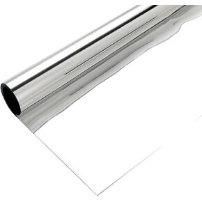 Window Privacy Film Adhesive Heat Control One Way Mirror Reflective Window Tint Sun UV Blocking Window Sticker Vinyl for Home and Office, Silver, 17.7inches x 6.6feet