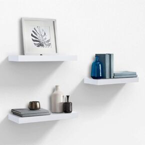 AHDECOR Black Floating Shelves, Wall Mounted Modern Shelves Decorative for Home & Office Decor, Ideal for Bedroom, Kitchen, Living Room, Set of 3
