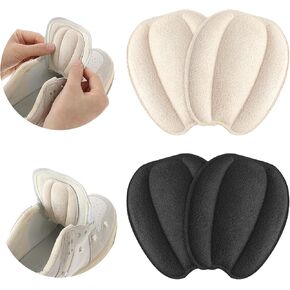 Tongue Pads for Shoes,Non Slip Tongue Cushion Insert for Loose Shoe, Heel Pads Replacement Shoe Filler for Men Women,shoe heel pad(2 Pairs Beige Black)
