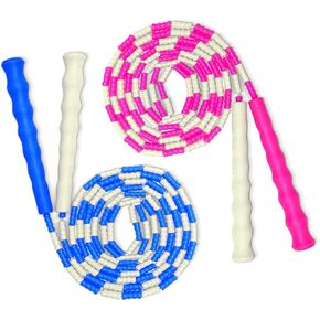 Kidlots Jump Ropes For Kids - Pack of Two Beaded Jump Rope Adult Fitness - 10'6" In Size - 2 Person Jump Rope Increases Bone Density - Strengthens Your Legs