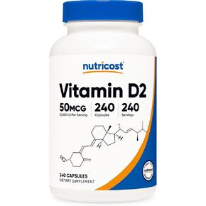 Nutricost Vitamin D2 Supplement (2000 IU) 240 Capsules - Vegan, Non-GMO, Gluten-Free, Third-Party Tested